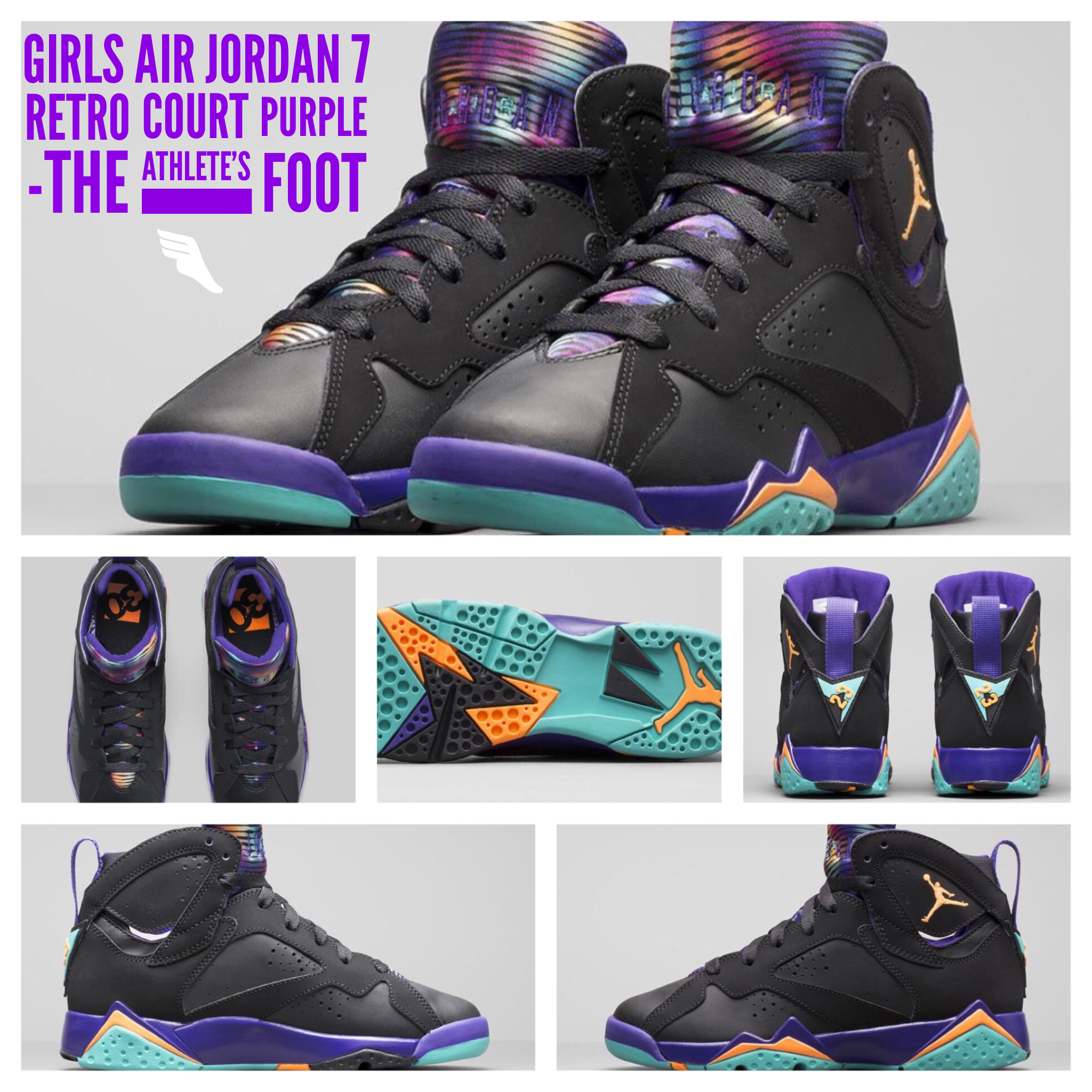 Girls Air Jordan 7 Retro Court Purple l 