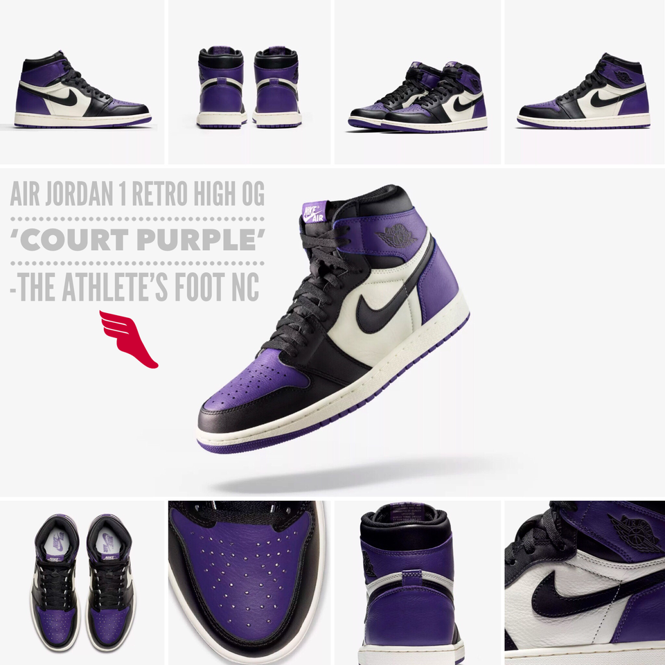 air jordan 1 retro high og court purple on feet