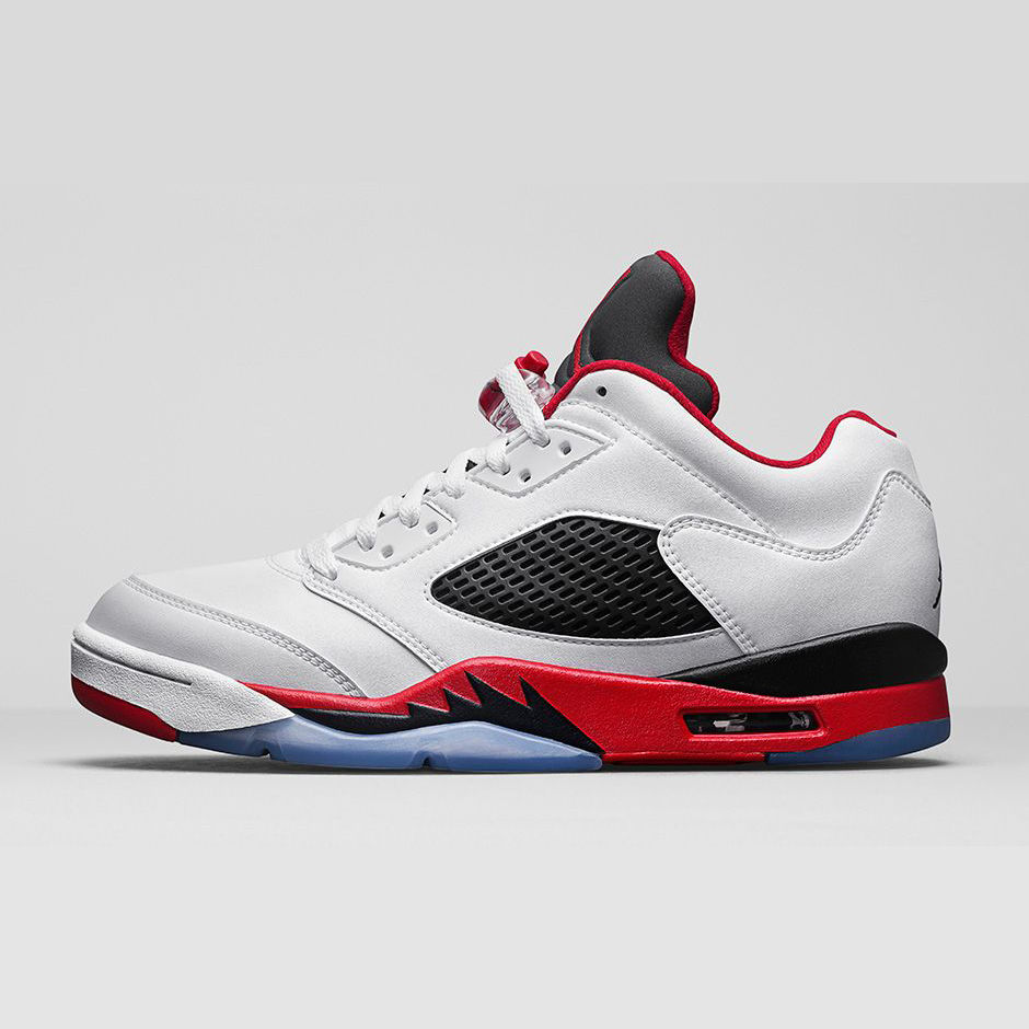 jordan 5 low fire red on feet