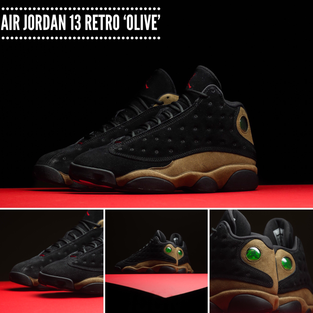 jordan 13 olive green and black